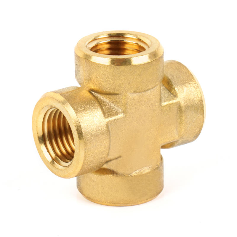 Cross-shaped Four-way Internal Thread Copper Transition Fittings